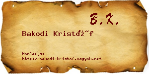 Bakodi Kristóf névjegykártya